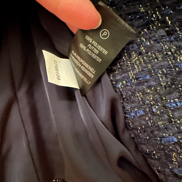 Christian Lacroix Cropped Shimmery Blue Gold Blazer Sz M - Picture 4 of 13